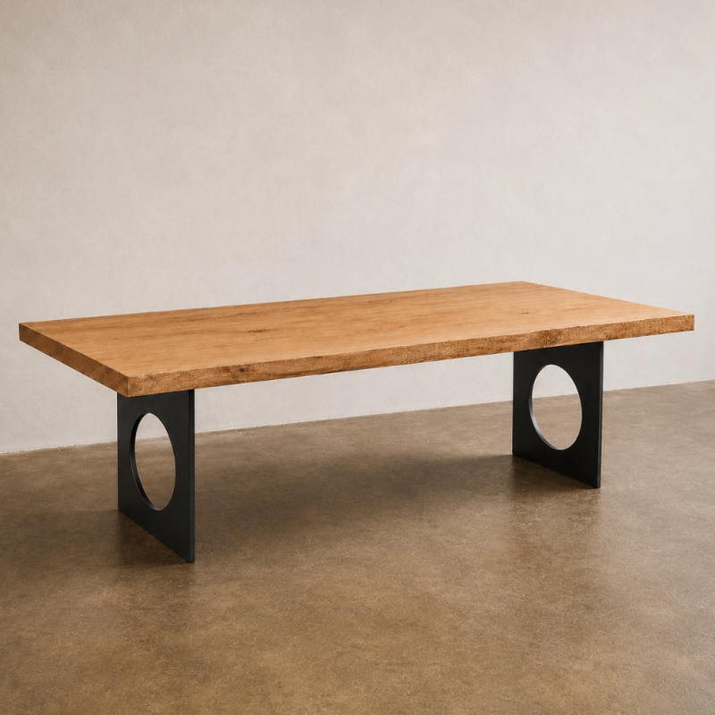 Table Lame O - table en chêne massif et métal noir